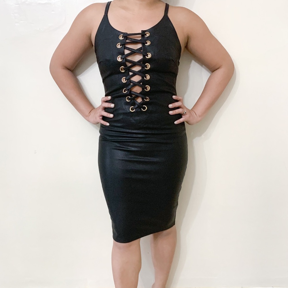 Faux Leather Corset Dress